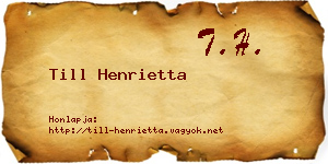 Till Henrietta névjegykártya